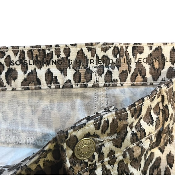 Chico's Leopard Print Jeans So Slimming Girlfriend Slim Leg Ankle, Women’s 8 - Picture 3 of 7